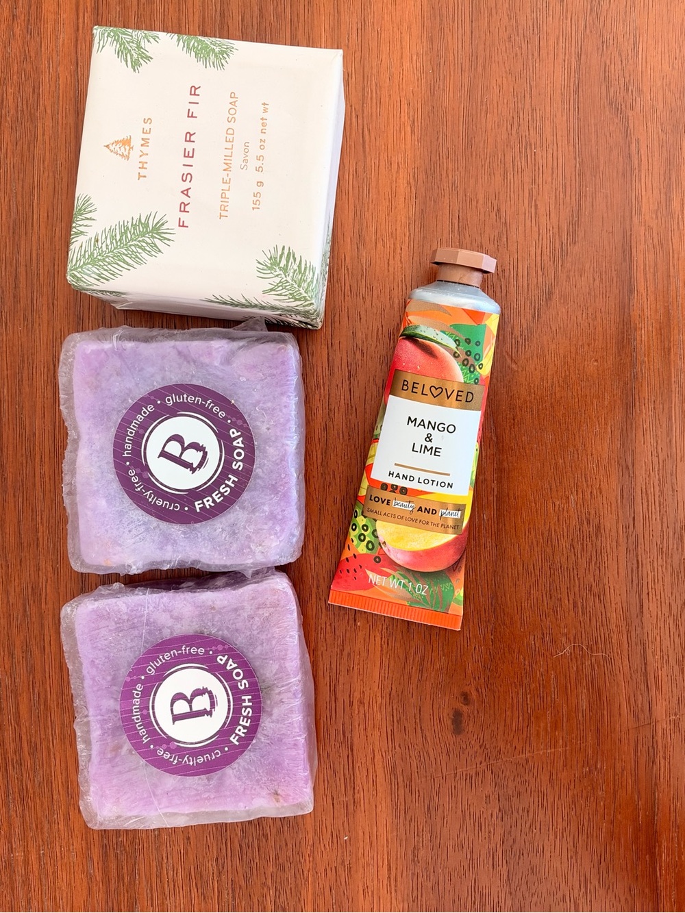 Thymes Frasier Fir Soap & Mango Lip Balm Set NWT